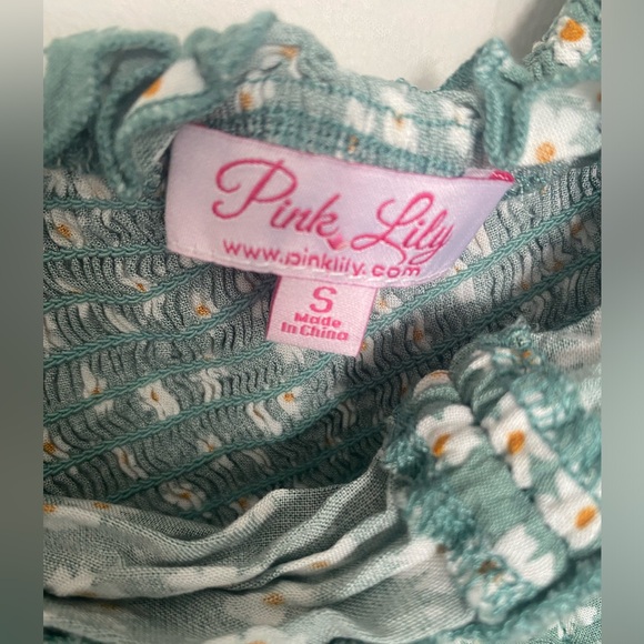 Pink Lily Sonic Blooms Sage Off The Shoulder Long Sleeve Blouse - Small - Picture 5 of 5